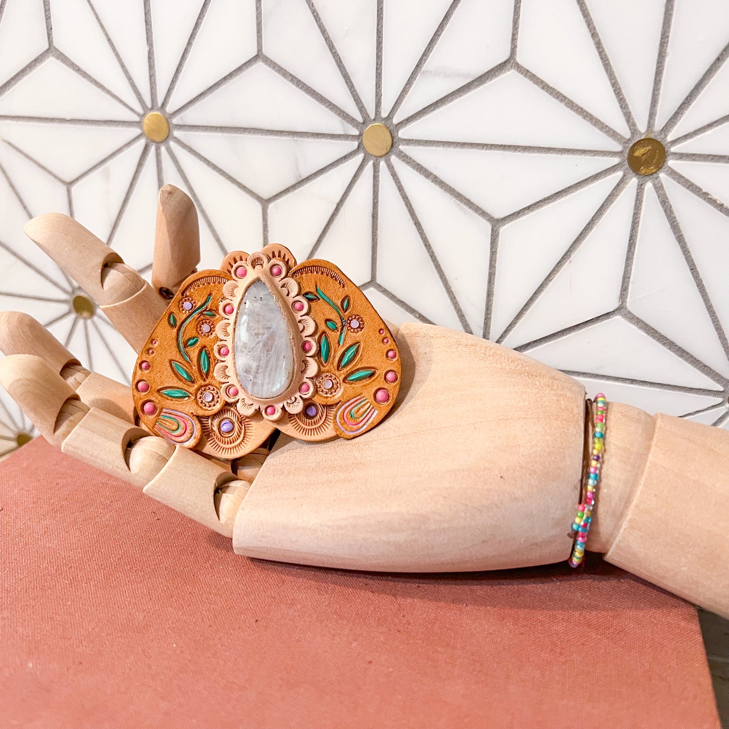 Hand Tooled Leather Bag Bolo