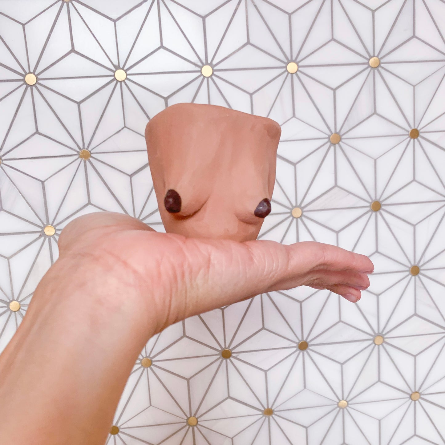 Small Boob Pots - Dark Tan