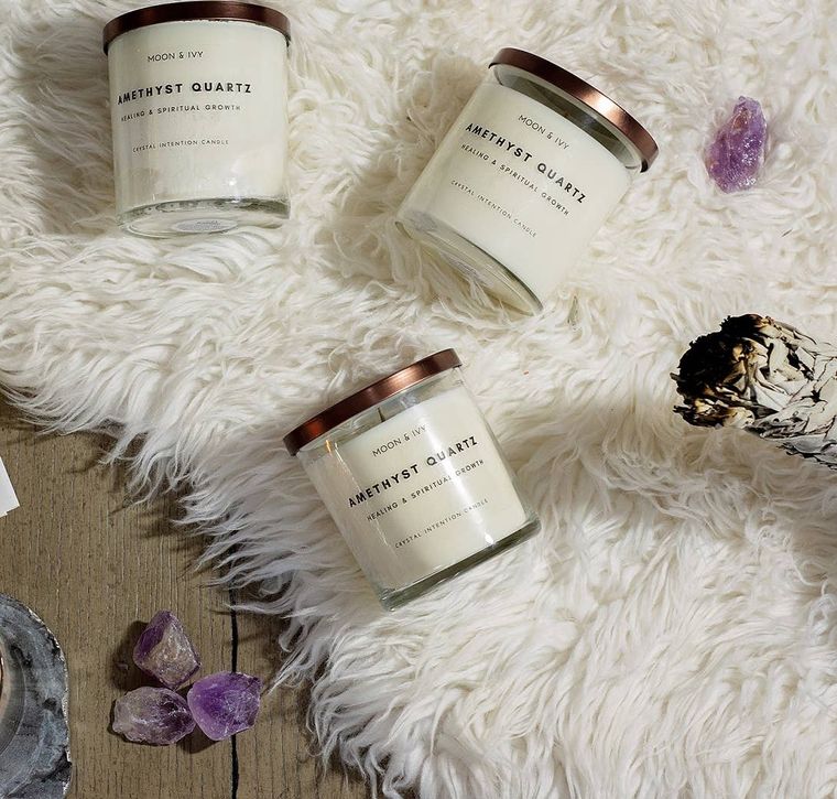 Amethyst Crystal Soy Candle | Lavender (Healing & Calm)