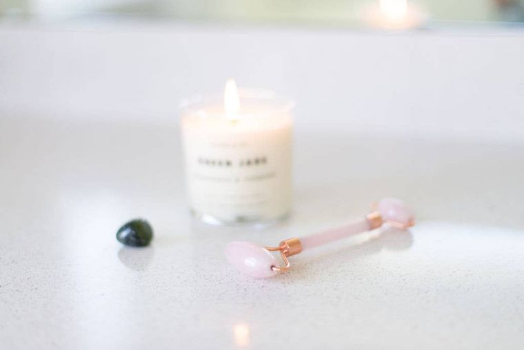 Green Jade Crystal Candle