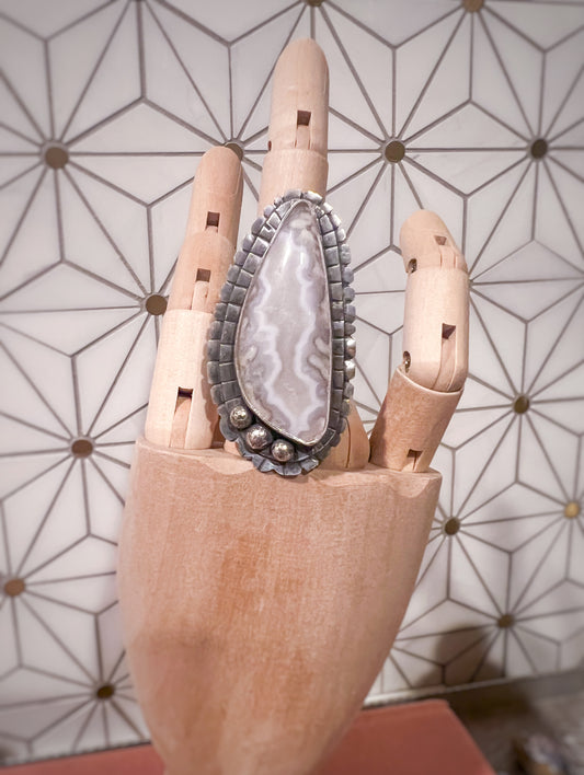 Lace Agate Statement Ring