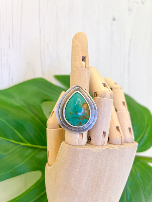 Turquoise Tear Drop Ring - Size 9