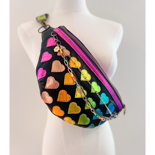 PREORDER- Heart Applique leather Bum Bag