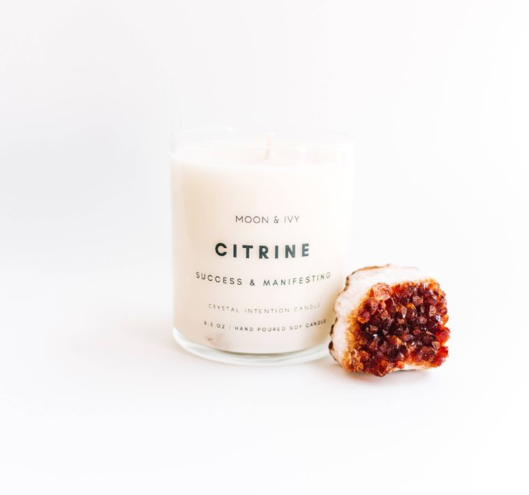 Citrine Crystal Soy Candle Citrus/Fresh (Success)