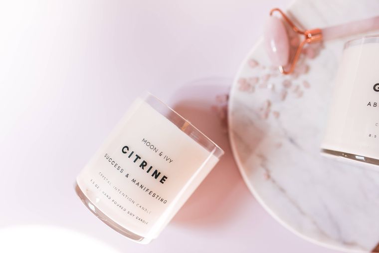 Citrine Crystal Soy Candle Citrus/Fresh (Success)