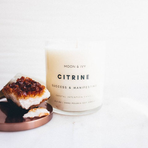 Citrine Crystal Soy Candle Citrus/Fresh (Success)